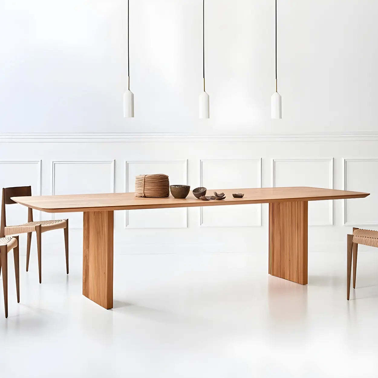 Modern Rectangle Walnut Large Dining Table — Walnut / Table Only