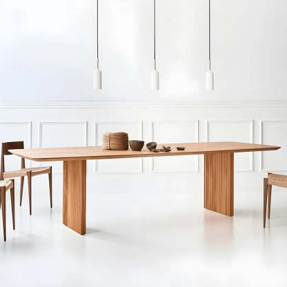 Modern Rectangle Walnut Large Dining Table — Walnut / Table Only