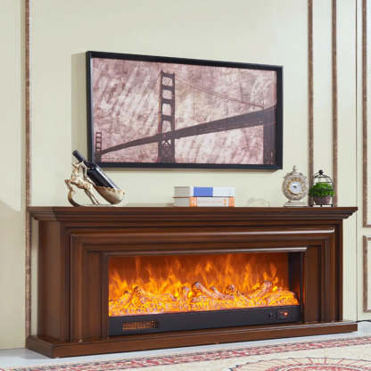 Modern White Fireplace TV Stand with Flame