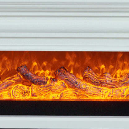 Modern White Fireplace TV Stand with Flame