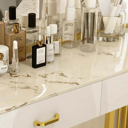 Modern White LED Mirror Sintered Stone Makeup Vanity