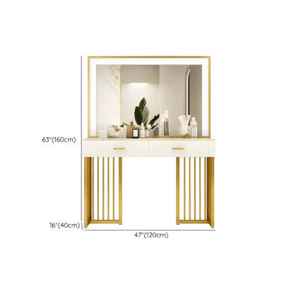 Modern White LED Mirror Sintered Stone Makeup Vanity
