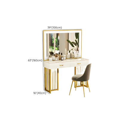 Modern White LED Mirror Sintered Stone Makeup Vanity