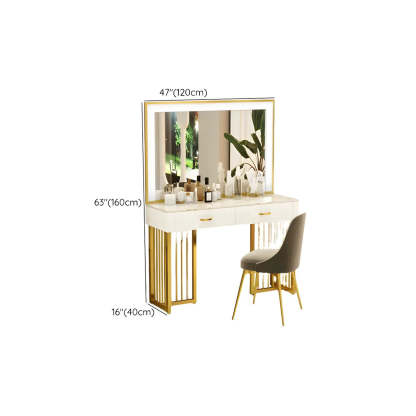 Modern White LED Mirror Sintered Stone Makeup Vanity