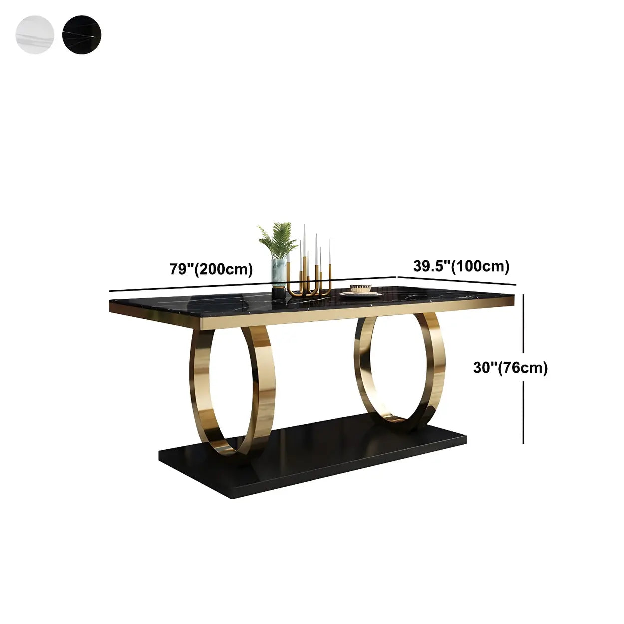 Modern Rectangular White Marble Dining Table — White / Table Only
