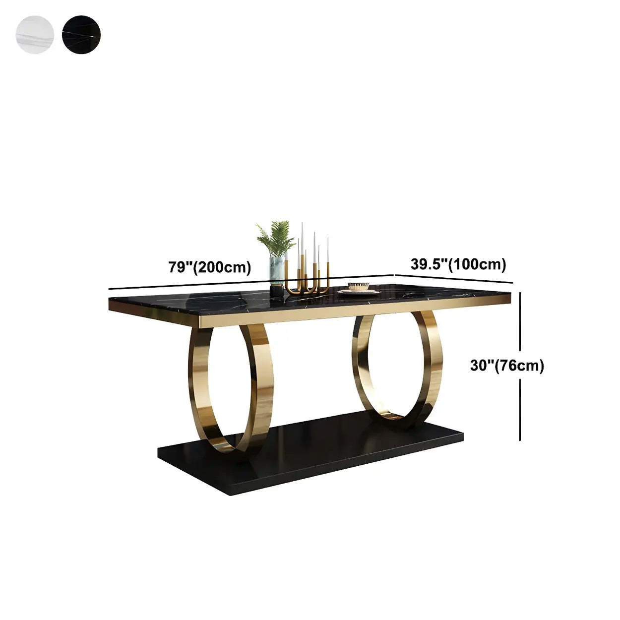 Modern Rectangular White Marble Dining Table — White / Table Only