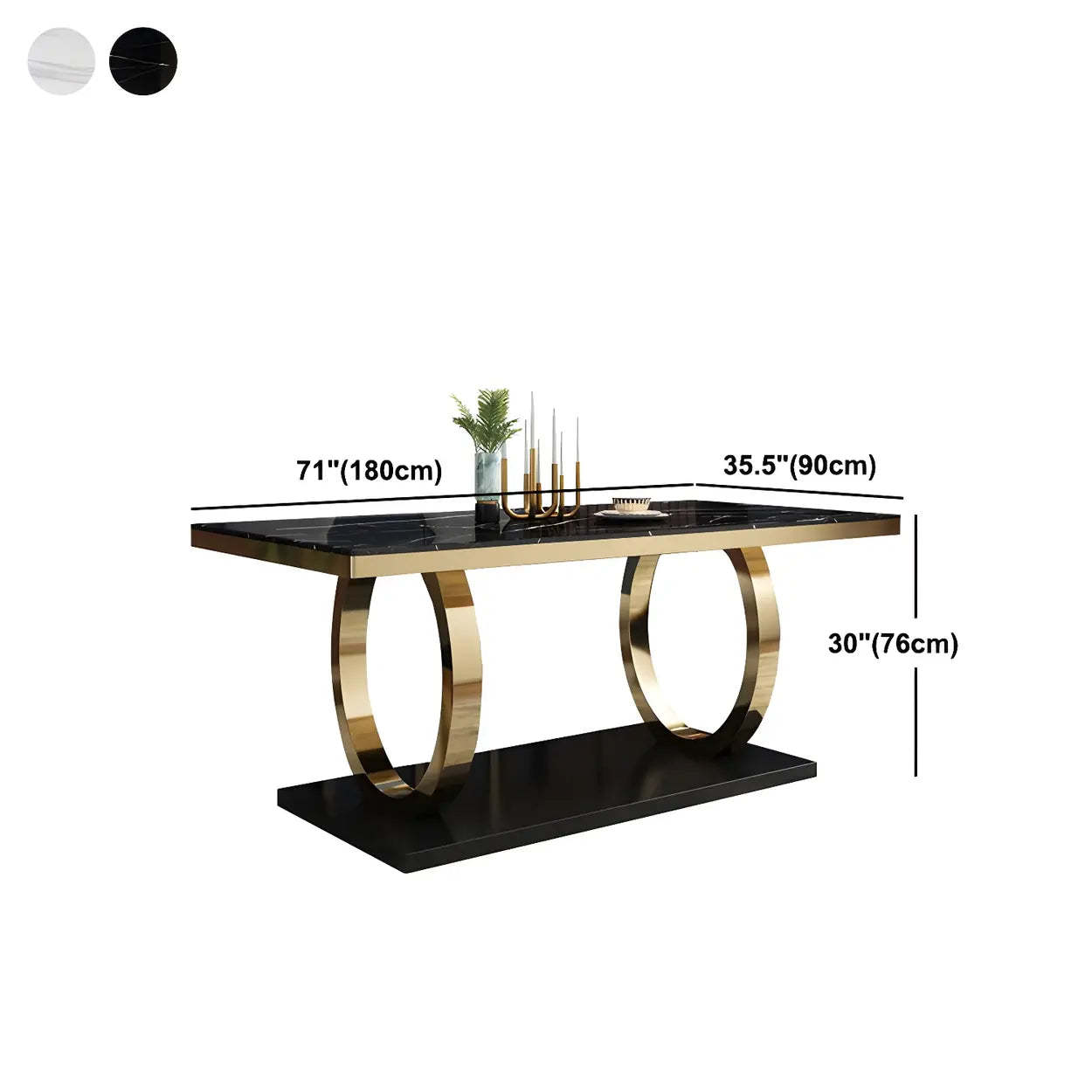 Modern Rectangular White Marble Dining Table