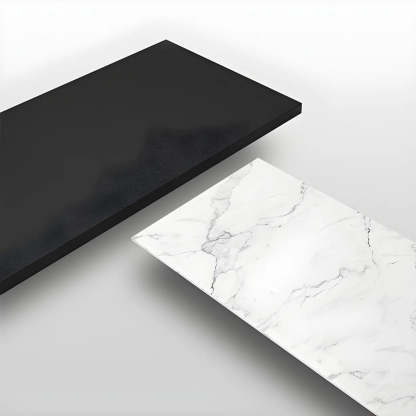 Modern Rectangular White Marble Dining Table — Black / Table Only