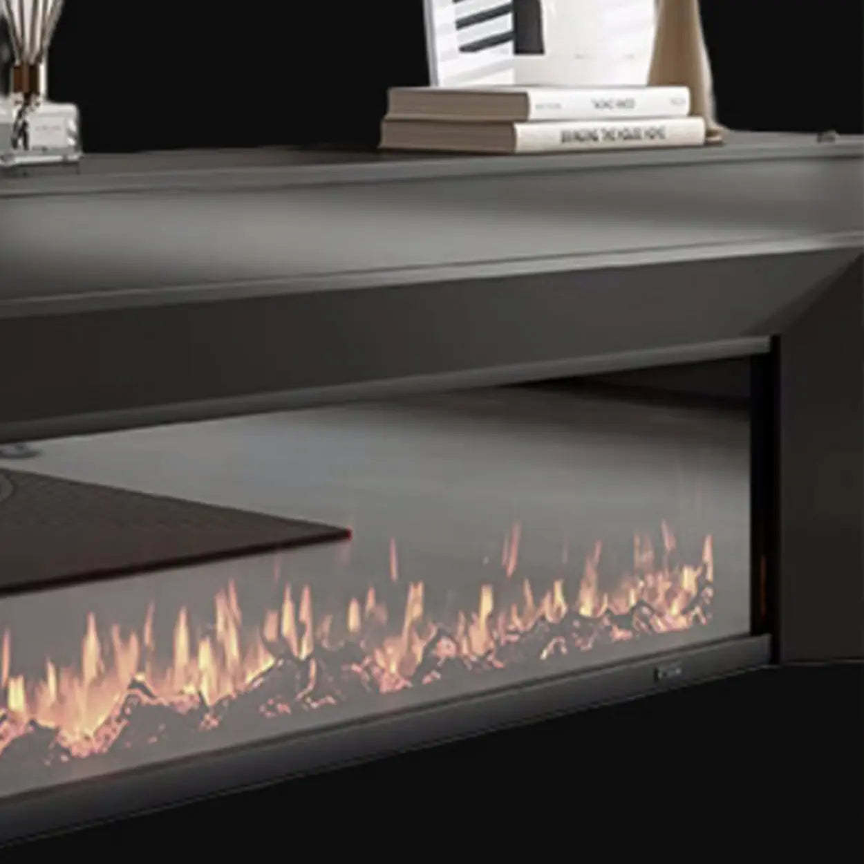 Modern White Matte Wood Fireplace TV Stand