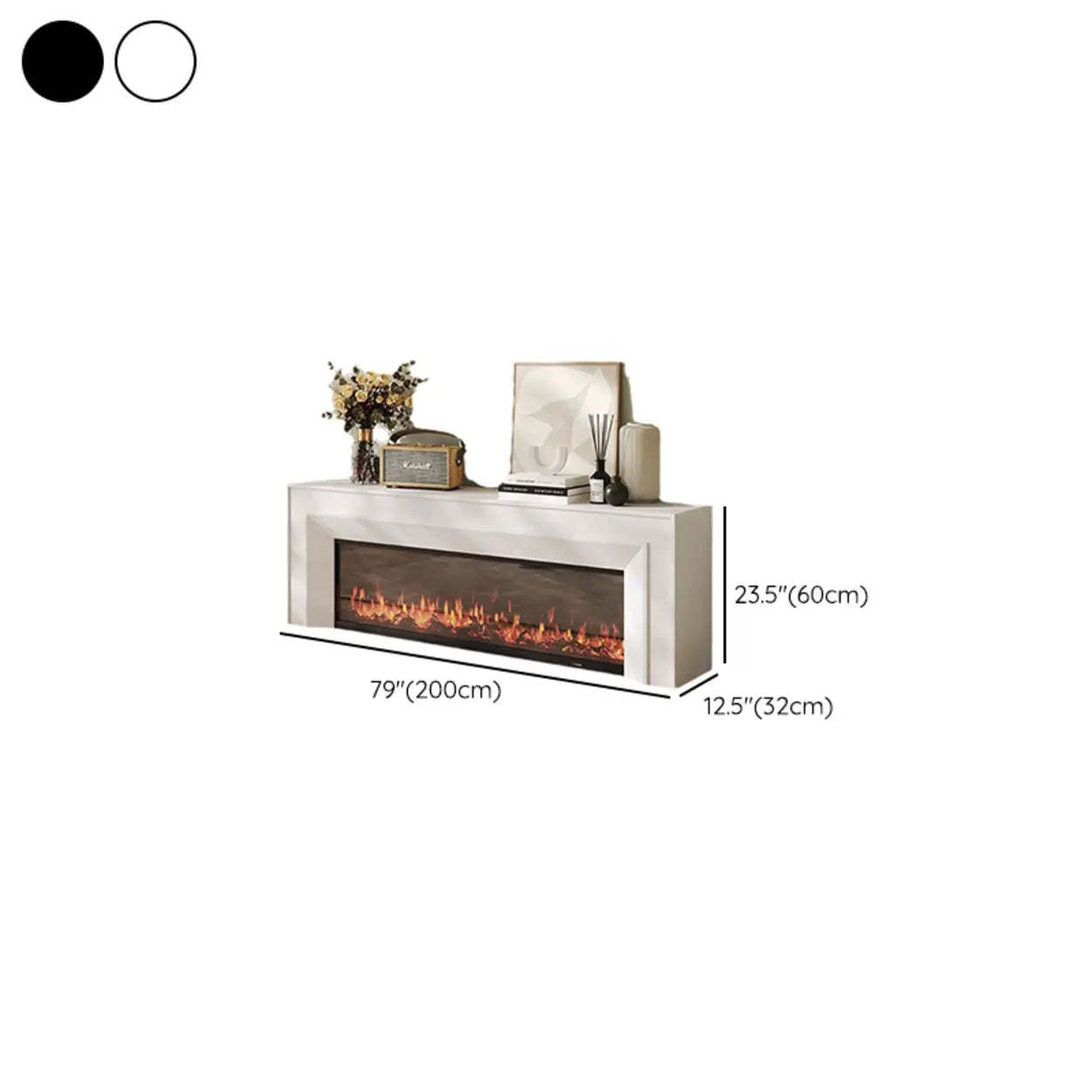 Modern White Matte Wood Fireplace TV Stand