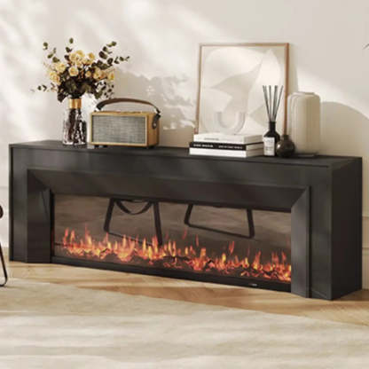 Modern White Matte Wood Fireplace TV Stand — White