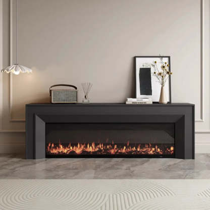 Modern White Matte Wood Fireplace TV Stand — White