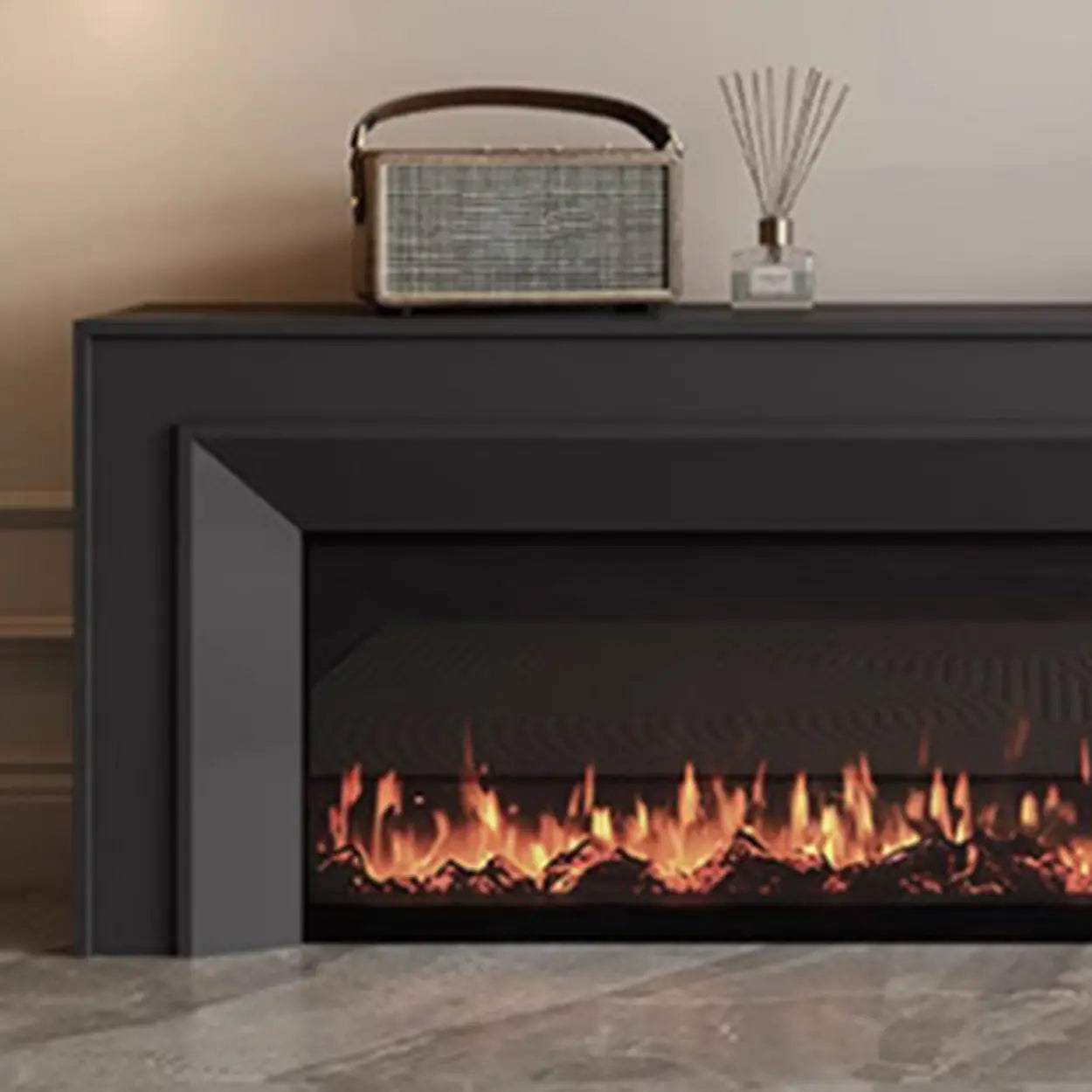 Modern White Matte Wood Fireplace TV Stand
