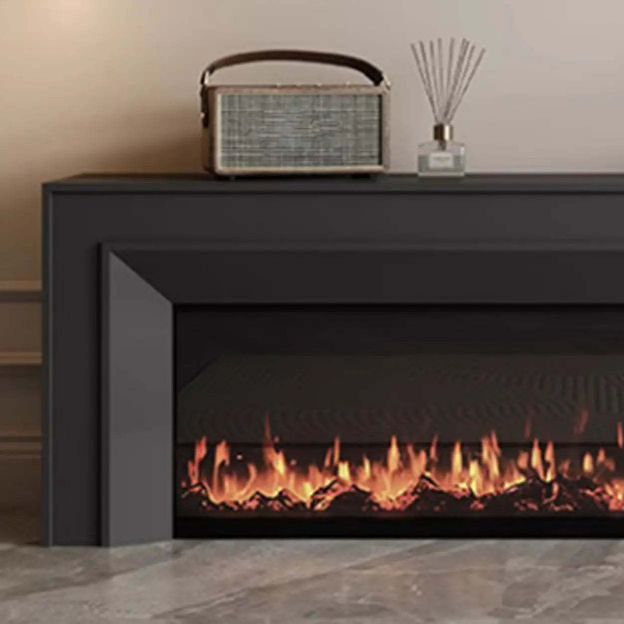 Modern White Matte Wood Fireplace TV Stand