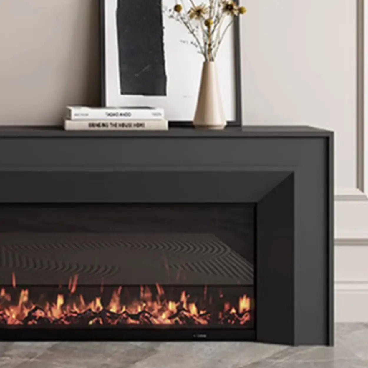 Modern White Matte Wood Fireplace TV Stand