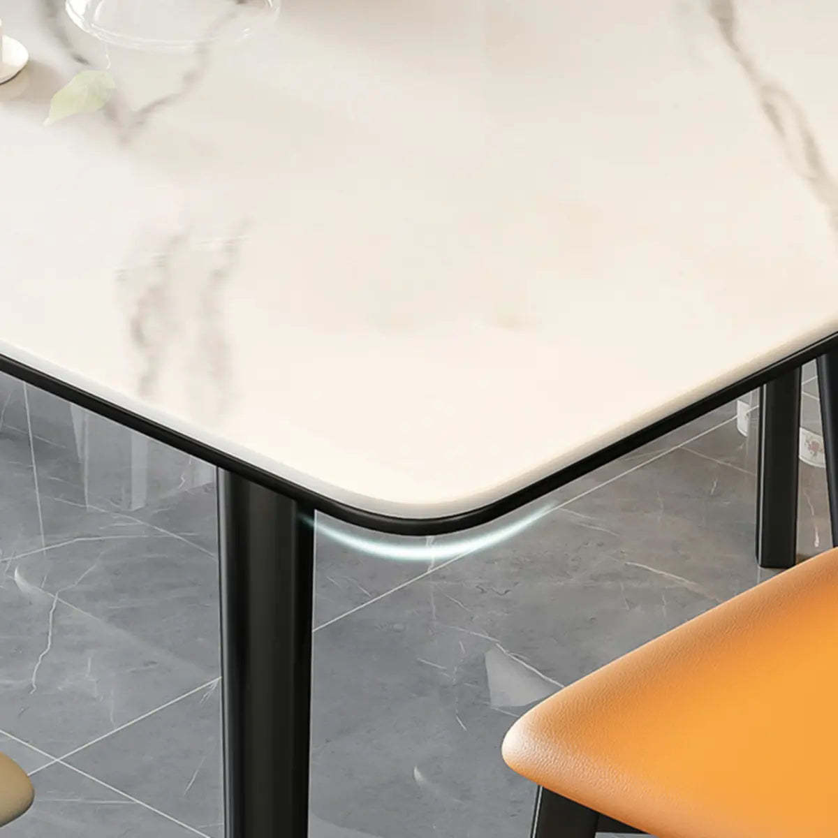 Modern White Stone Rectangle Extendable Dining Table