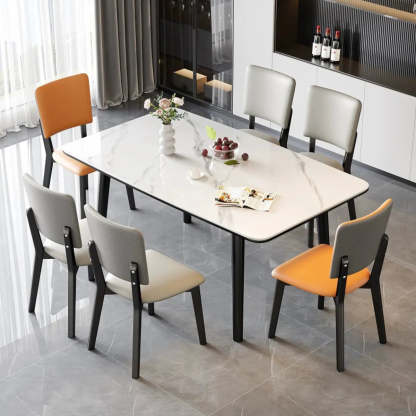 Modern White Stone Rectangle Extendable Dining Table