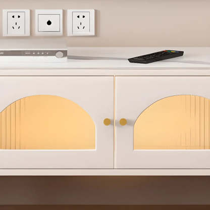Modern Rectangular White TV Stand with Drawers