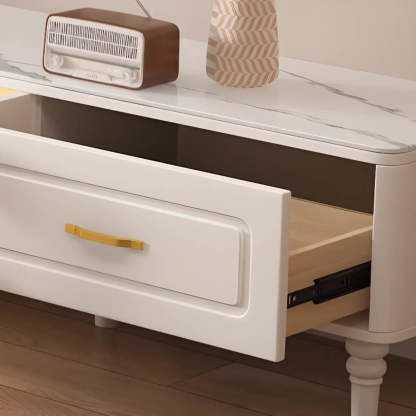 Modern Rectangular White TV Stand with Drawers