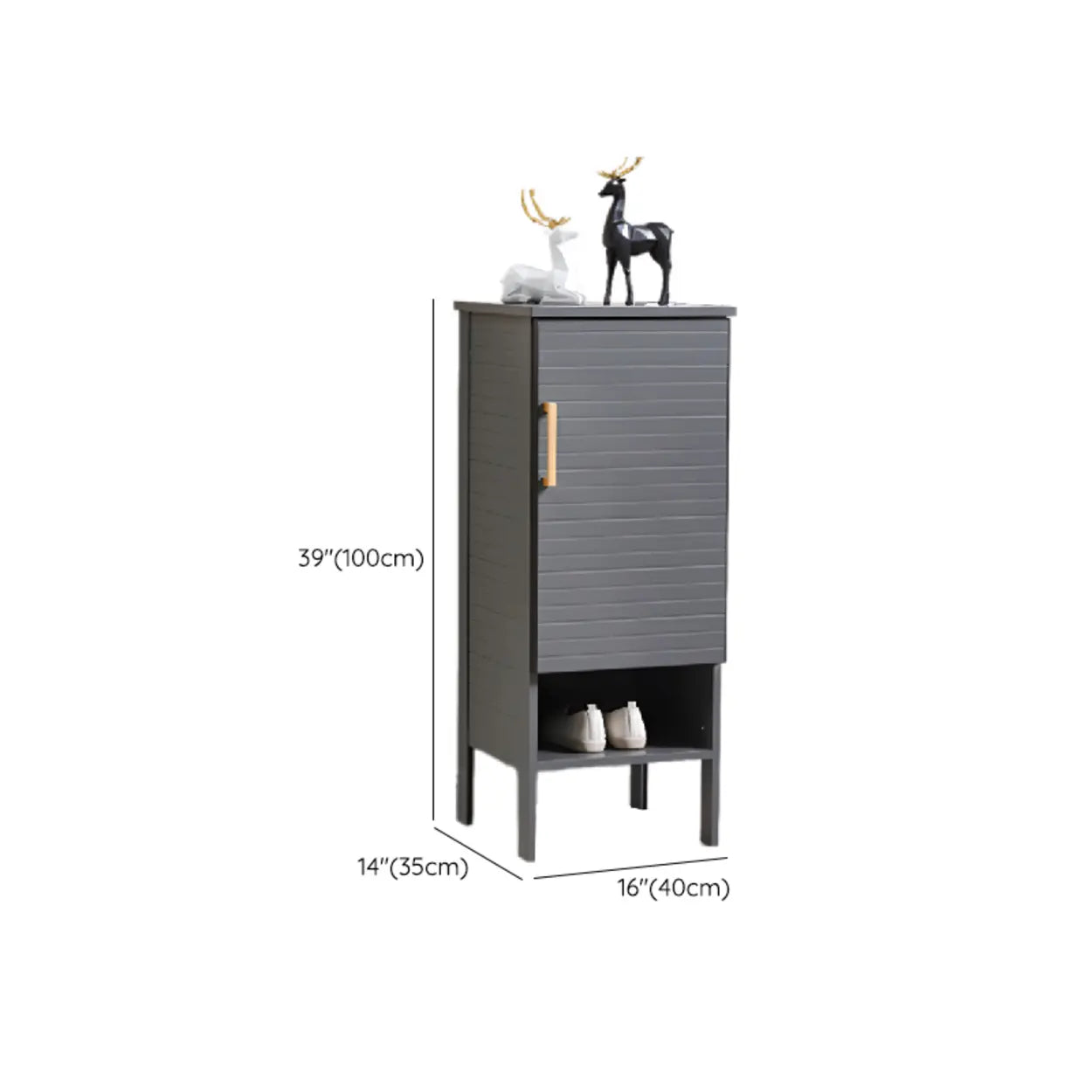 Modern Gray Wood Large Hallway Shoe Cabinet