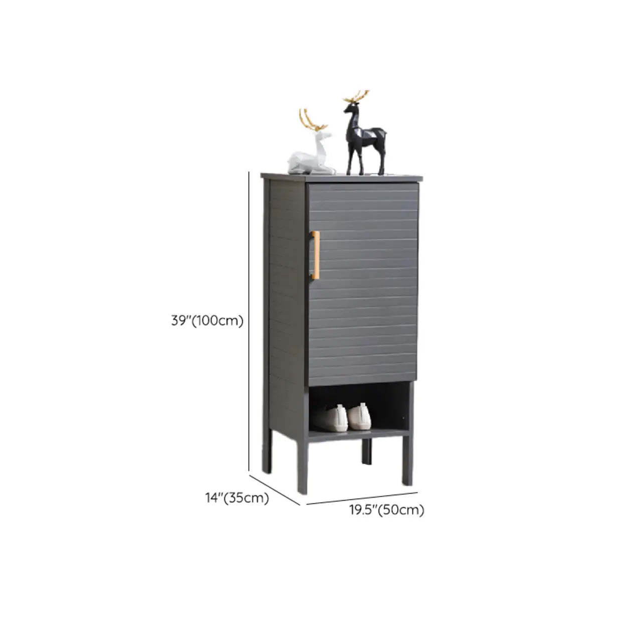Modern Gray Wood Large Hallway Shoe Cabinet