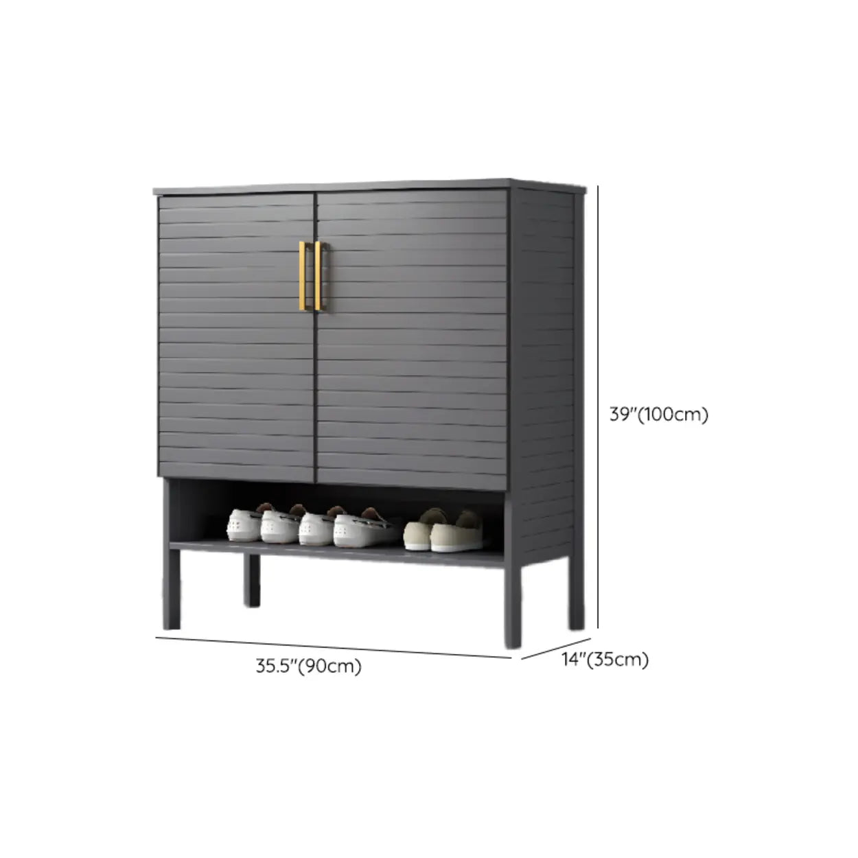Modern Gray Wood Large Hallway Shoe Cabinet