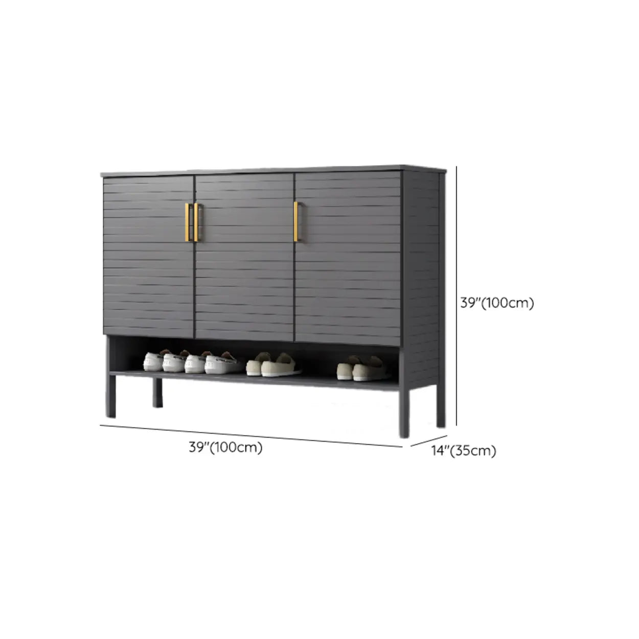 Modern Gray Wood Large Hallway Shoe Cabinet