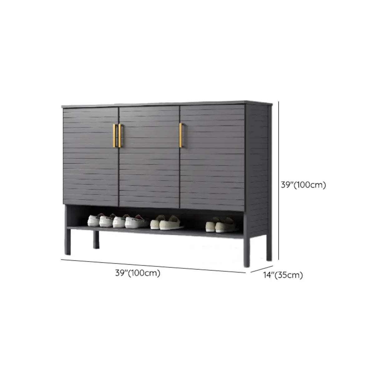 Modern Gray Wood Large Hallway Shoe Cabinet