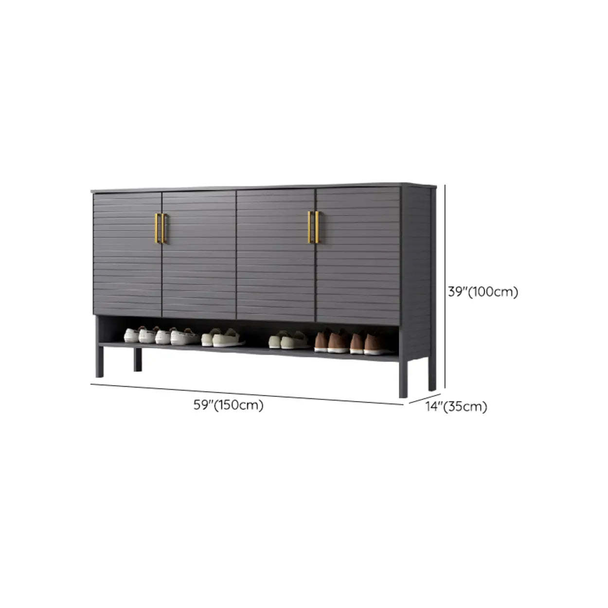 Modern Gray Wood Large Hallway Shoe Cabinet