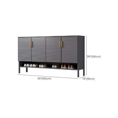 Modern Gray Wood Large Hallway Shoe Cabinet