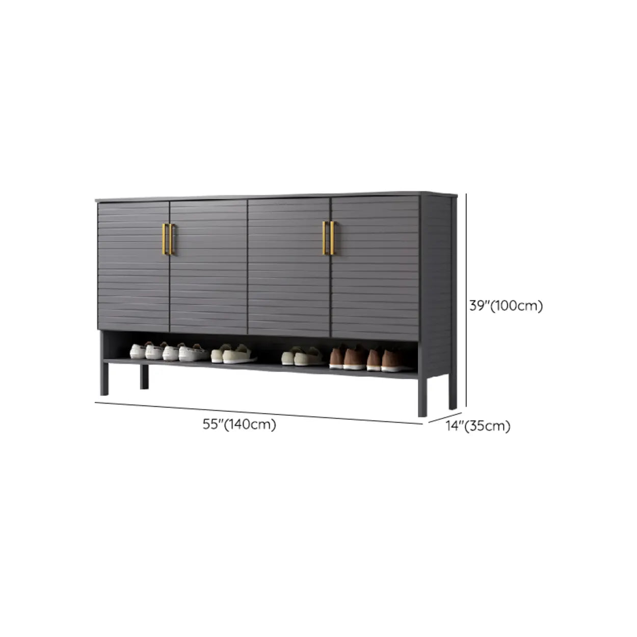 Modern Gray Wood Large Hallway Shoe Cabinet