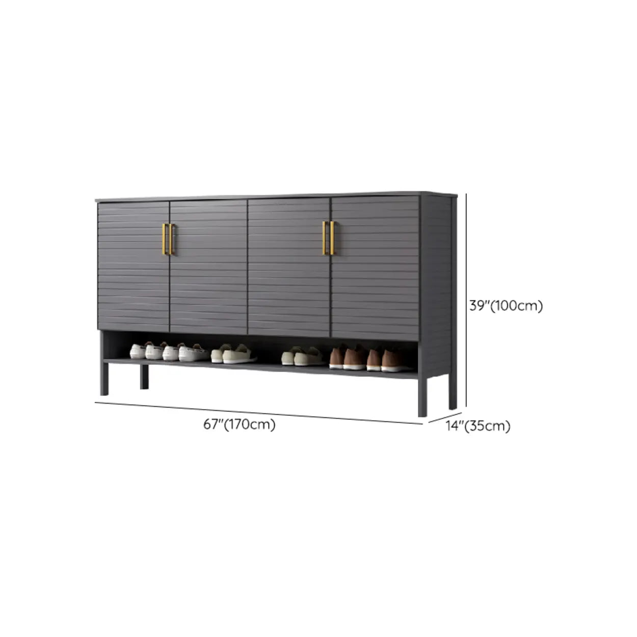 Modern Gray Wood Large Hallway Shoe Cabinet