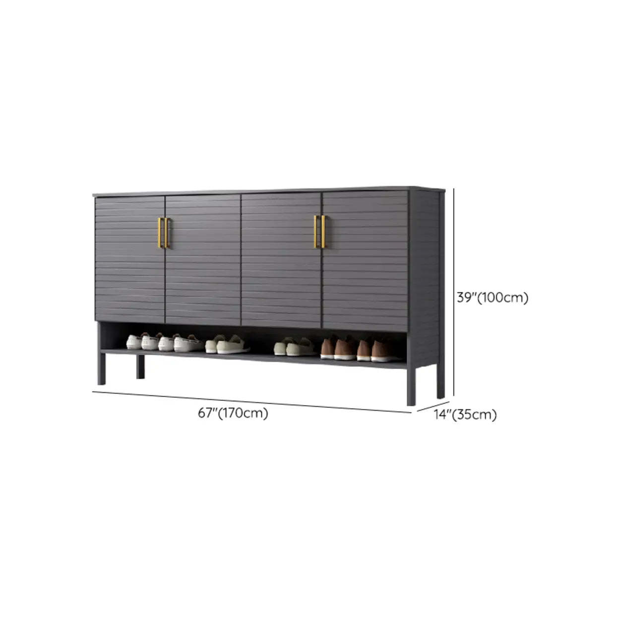 Modern Gray Wood Large Hallway Shoe Cabinet