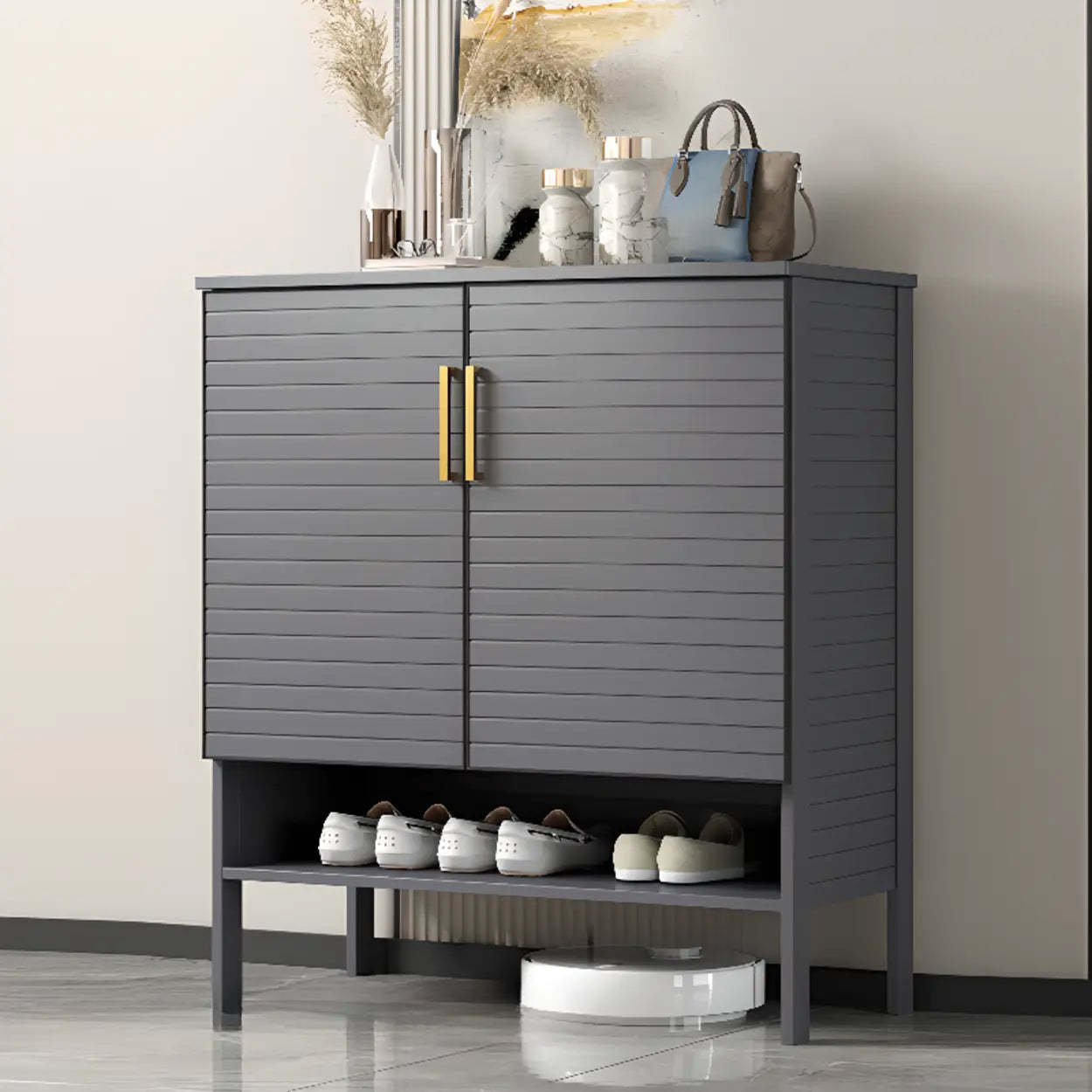 Gray modern storage large shoe storage — 23.6" L x 13.8" W x 39.4" H