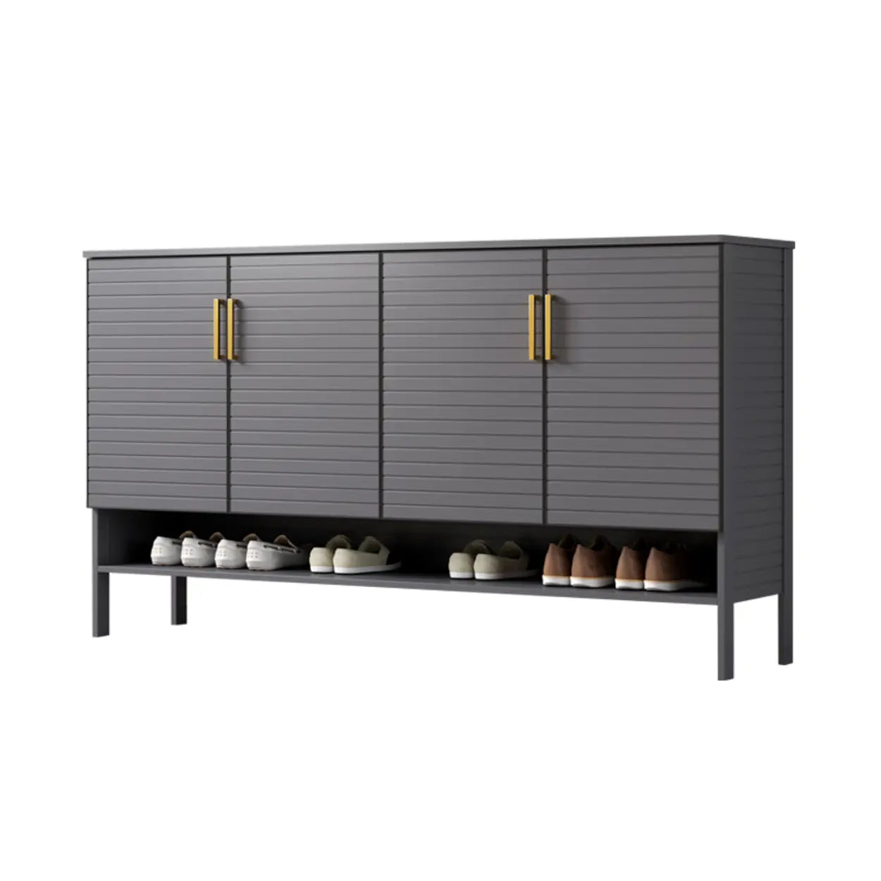 Modern Gray Wood Large Hallway Shoe Cabinet