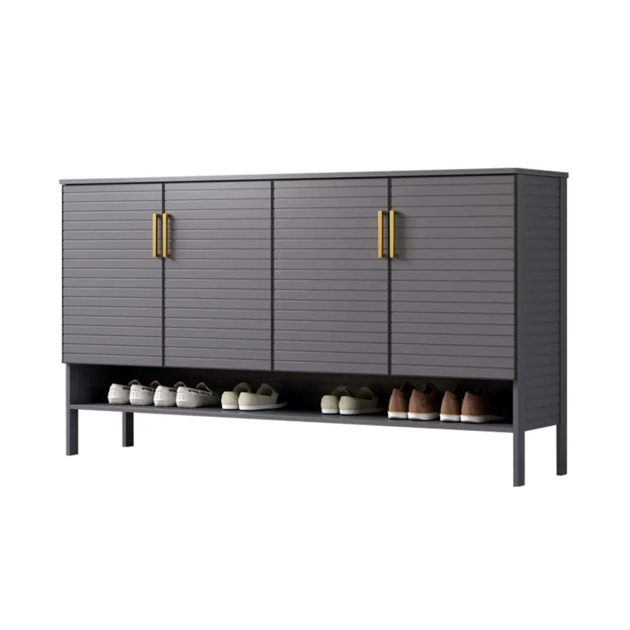Modern Gray Wood Large Hallway Shoe Cabinet