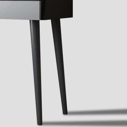 Modern Rectangle Wood LED Mirror Gray 2-Drawer Vanity — Black / Makeup Vanity & Stool