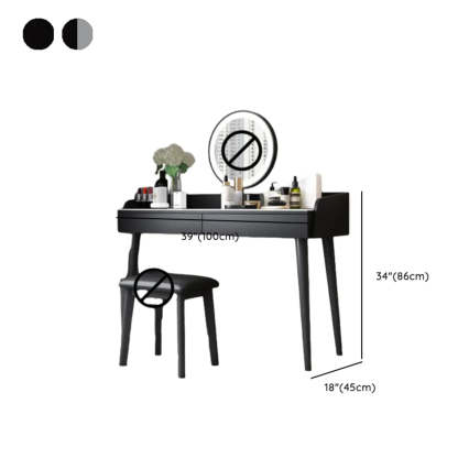Modern Rectangle Wood LED Mirror Gray 2-Drawer Vanity