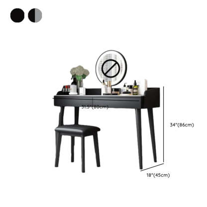 Modern Rectangle Wood LED Mirror Gray 2-Drawer Vanity