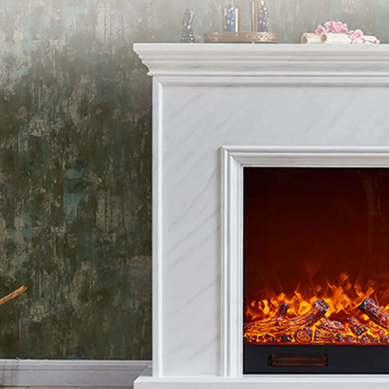Modern Wood Mantel Electric Fireplace TV Stand