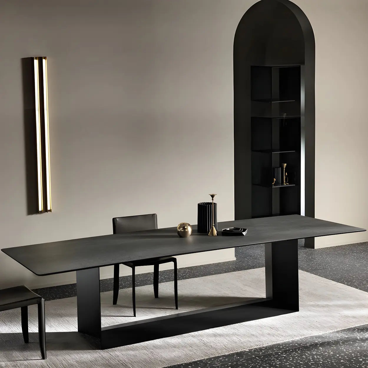 Rectangular Black Dining Table — Black / Table Only