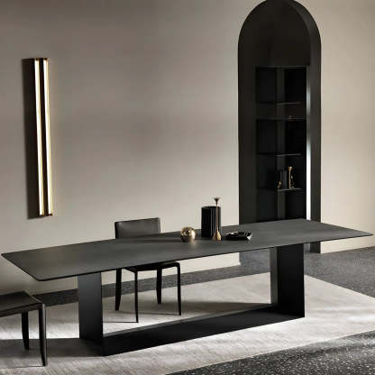 Rectangular Black Dining Table — Black / Table Only