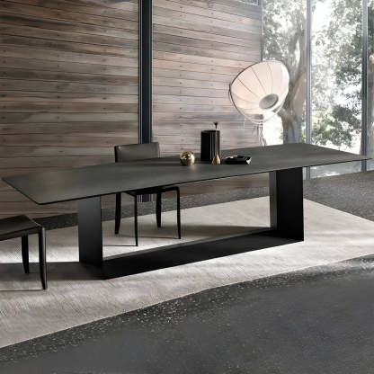 Rectangular Black Dining Table — Bronze / Table Only