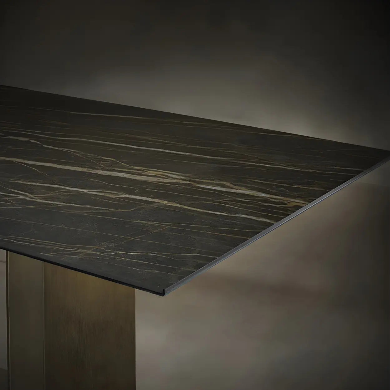 Rectangular Black Dining Table — Bronze / Table Only
