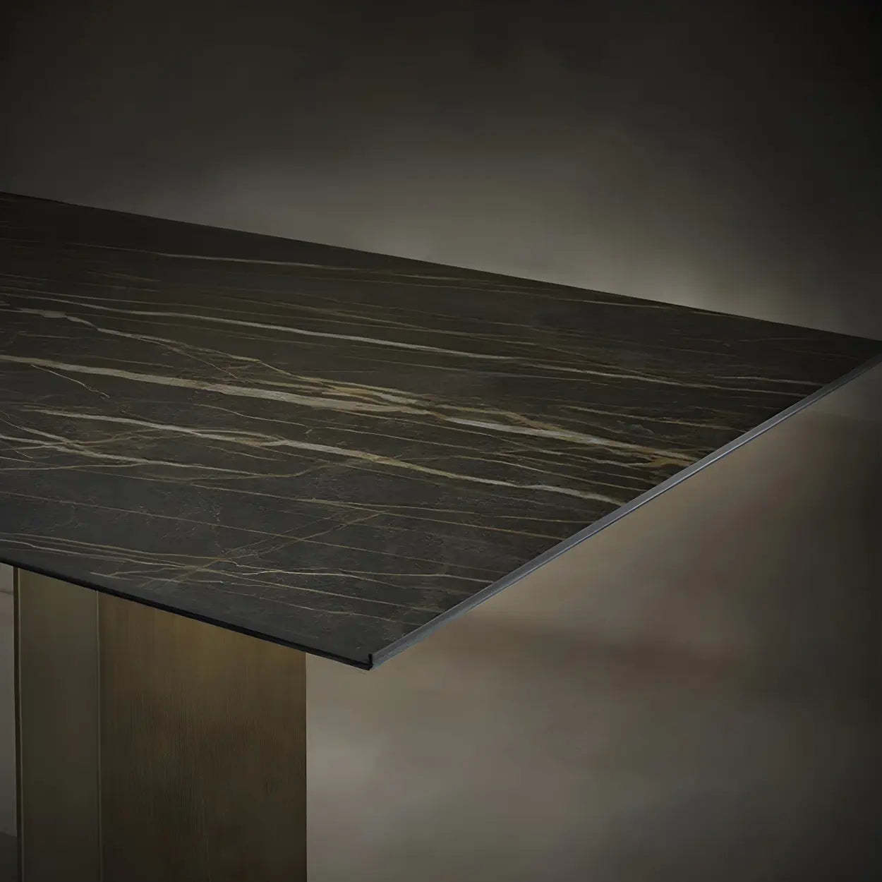 Rectangular Black Dining Table — Bronze / Table Only
