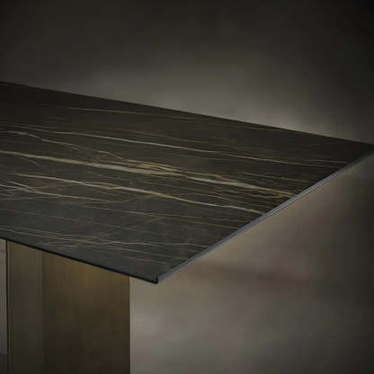 Rectangular Black Dining Table — Bronze / Table Only