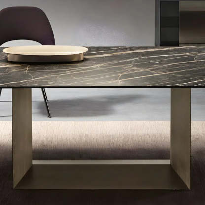 Rectangular Black Dining Table — Bronze / Table Only