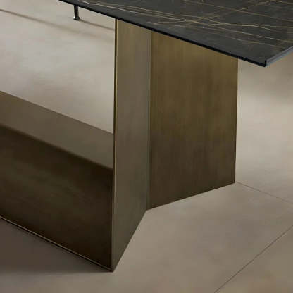 Rectangular Black Dining Table — Bronze / Table Only