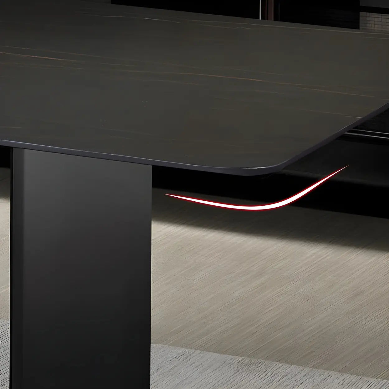 Rectangular Black Dining Table — Bronze / Table Only