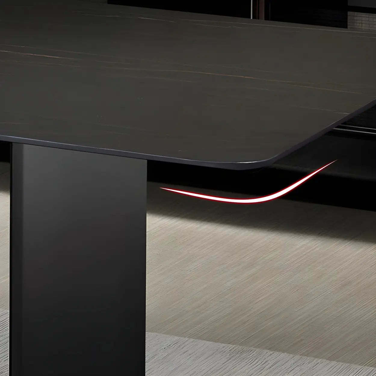 Rectangular Black Dining Table — Bronze / Table Only